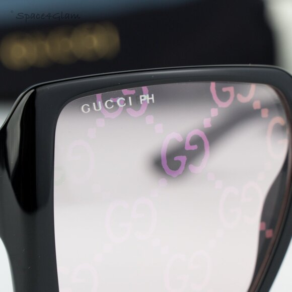 Gucci Women Sunglasses Black Pink Mirror Logo Square GG1692S 006 BRAND NEW main image 6